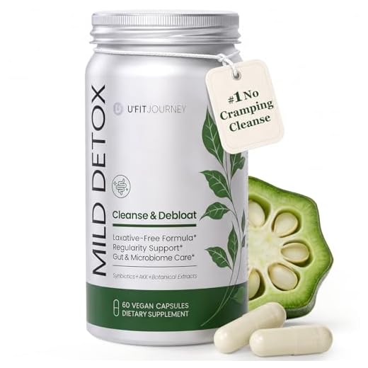 U+FITJOURNEY Mild Detox Triple-Action Colon Cleanse & Stool softeners - Non-Stimulant Overnight Constipation Relief, Debloat & Digestive & Regularity Support for Women & Men - 60 Vegan Capsules