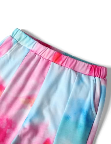 Image of Girls Clothes Tie Dye Sweatsuit Long Sleeve Sweatshirt Tops and Flare Pants 2PCS Girls Fall Clothes