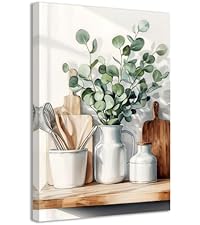 Amazon.com: CCWACPP Kitchen Canvas Wall Art Painting Green Plants ...