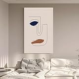 Mishcdea Wrapped Canvas Blue Abstract Line Style Wall Art,Large Modern Decorative Framed Painting, Ready to hang for Living Room Decorative Wall Panels for Bedroom Office Decoration 43x28 in/110x70cm