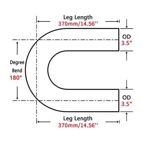 Image of 3.5 Inch 180 Degree DIY Custom Mandrel Exhaust Pipe Tube Pipe, T304 Stainless Steel, Universal Fit, 28.8 Inch End to End Length, 3.5'' OD Mandrel Bend Pipe