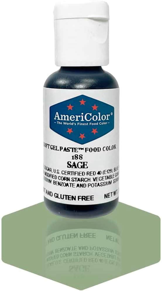 AmeriColor、セージ、0.2オンスボトル、ソフトジェルペーストフードカラー