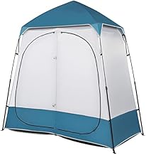 Portable Double Privacy Tent for Outdoor Shower, Camping Changing Room, Pop Up Dressing Shelter, Folding Waterproof Blue White Oxford Fabric, Easy Setup Privacy Pod for Beach Travel Fishing