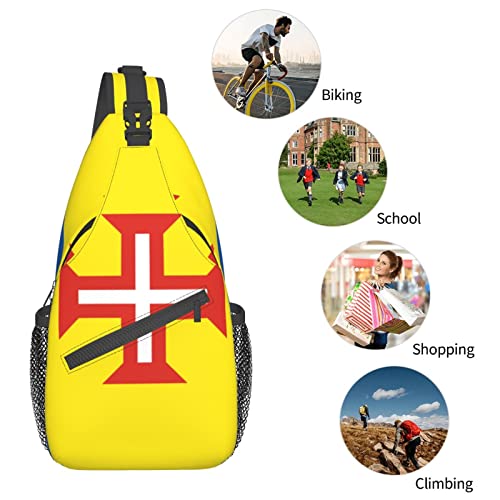 Mochila cruzada unisex negra fashion para senderismo miniatura 7