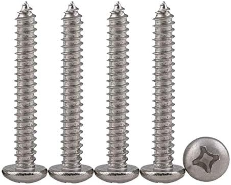 Drenky 100pcs M4 Stainless Steel Self Tapping Screws Phillips Pan Head Srews DIY Woodworking Screws (100PCS M4 x 20mm)