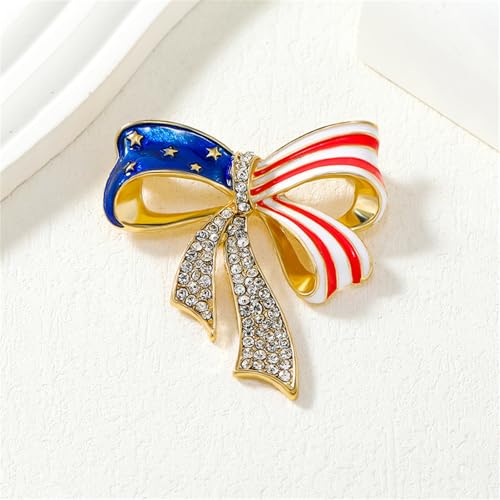 Image of Rhinestone USA Flag Brooch Pin for Women Men Shiny Crystal 4th of July American Patriotic Medal Brooches Dress Accessories Independence Presidential Election Day