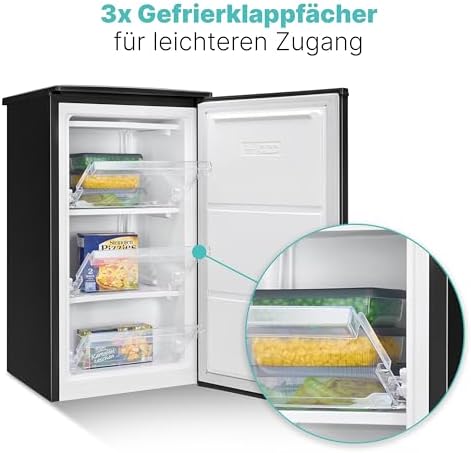Bild 1 - Bomann® Gefrierschrank klein | 4 Sterne-Gefrierfach | Tiefkühlschrank 3 Fächer | leise | ≤ -18°C | Türanschlag wechselbar | 60L Mini Freezer | kleiner Gefrierschrank | GS 7256 schwarz