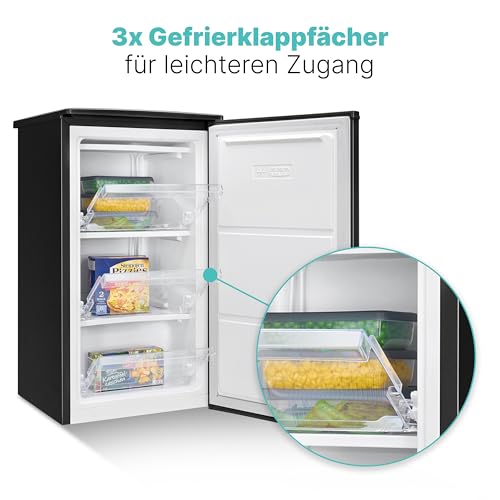Bomann® Gefrierschrank klein | 4 Sterne-Gefrierfach | Tiefkühlschrank 3 Fächer | leise | ≤ -18°C | Türanschlag wechselbar | 60L Mini Freezer | kleiner Gefrierschrank | GS 7256 schwarz