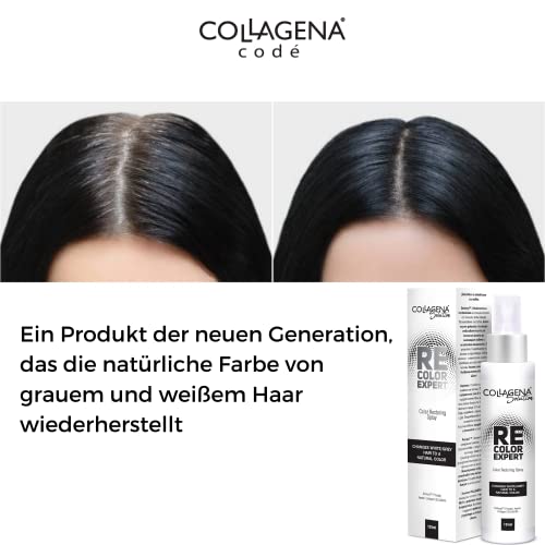 Foto von Spray zur Wiederherstellung der natürlichen Haarfarbe von grauen Haaren - neues Mittel gegen graue Haare, REcolor COLLAGENA, 125 ml.