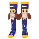COZYMATE Crazy Socks for Kids - Funny Silly Knee High Animal Socks for 3-12 Years Boys Girls Crazy Sock Day Xmas Gifts (US, Age, 3 Years, 12 Years, Owl)