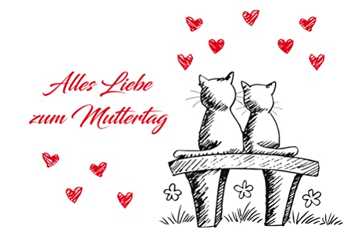 Vulkan-Druckerei OHG Muttertagskarte mit Umschlag: Klappkarte blanko mit Katzen-Motiv, im Letterpress-Verfahren gedruckt (Zwei Katzen), 17 x 11,5 cm