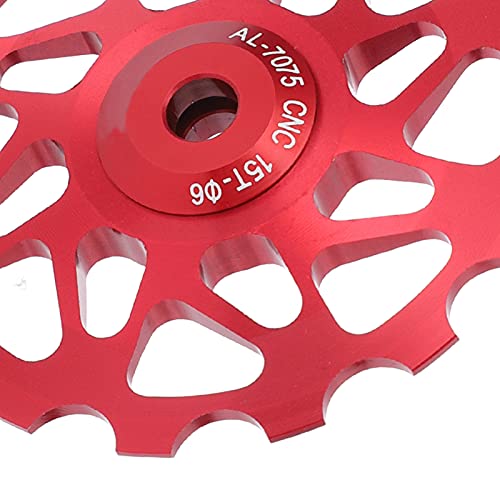 Spyminnpoo Rear Derailleur Pulley, 15T Mountain Bicycle Jockey Wheel Rear Derailleur Steel Bearing Guide Roller Pulley Bike Derailleur Accessory (Red) #TOP7