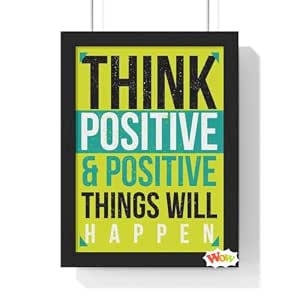 Motivational Wall Art Photo Frame, Think Positive Quote Print, Black ...