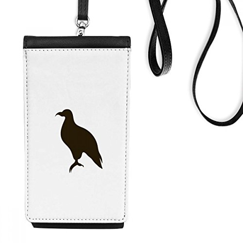 Bourse smartphone en cuir noir avec aigle mignon pour un style quotidien unique