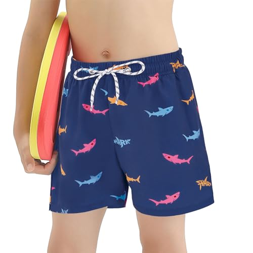 Century Star Boys Swim Trunks With Boxer Brief Liner Boys Swimwear Quick Dry Bathing Suit Toddler Swim Trunks Boys Swim Set 2-12 T Blue Shark 10-12 Years thumb #3
