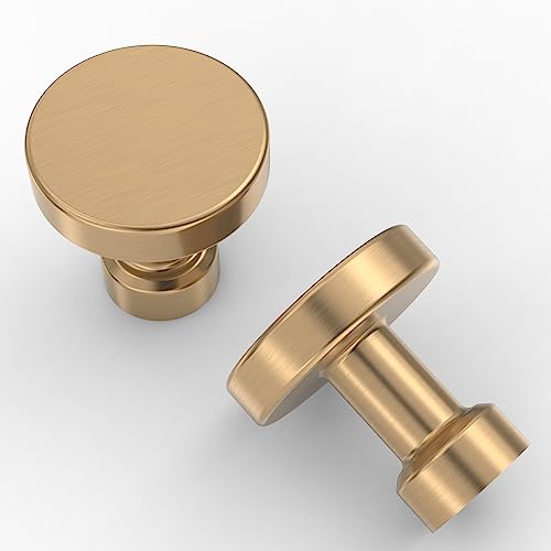Asidrama 10 Pack 1-1/4 inch Champagne Bronze Kitchen Cabinet Knobs Dresser Knobs Drawer Knobs Cabinet Hardware Zinc Knobs for Dresser Drawers