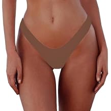 Womens Sexy Cheeky Brazilian Cut Bikini Bottom Solid Low Rise High Leg Thong Swimsuit Bottom