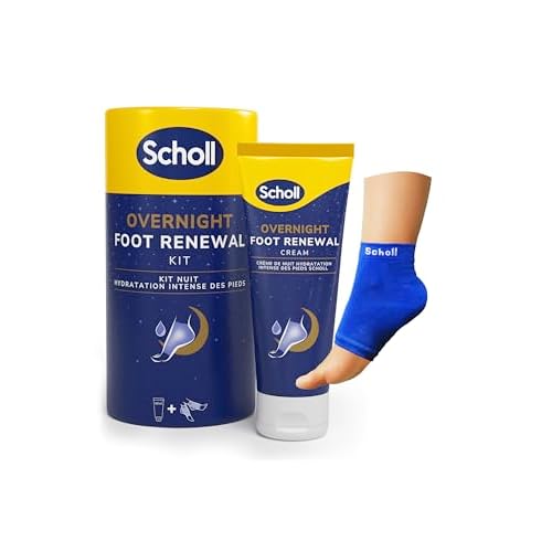 Scholl Kit de cuidado nocturno de los pies - Crema para el cuidado de los pies de 60 ml - Taloneras de gel reutilizables 1 par - Hidrata los pies secos - Resultados visibles en 1 noche