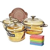 Visions VS-338 3-Piece Glass Cookware Set with...