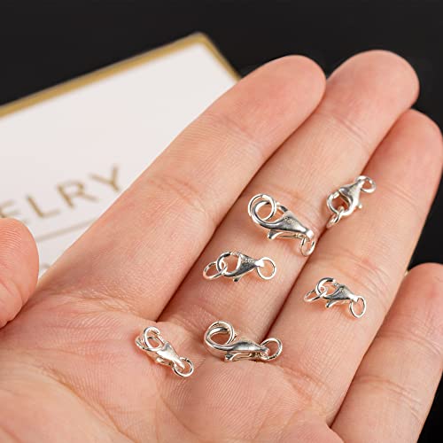 6 Pcs 925 Sterling Silver Lobster Claws Clasps With Closed Jump Rings Connect Necklace Or Bracelet 8/9/11Mm(Silver) #TOP4