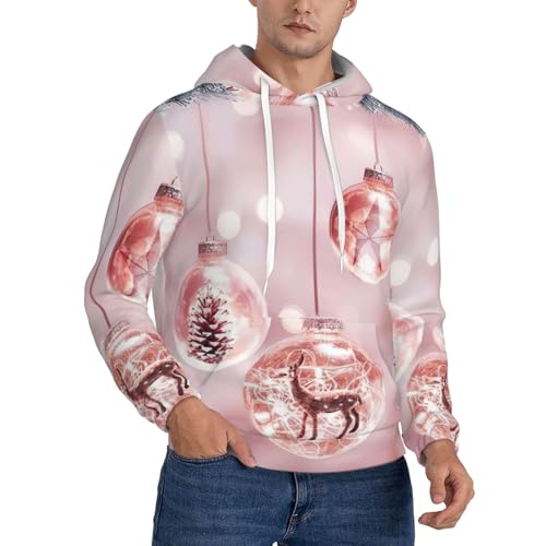 Sweat à capuche chaud homme rose imprimé boule de Noël cadeau