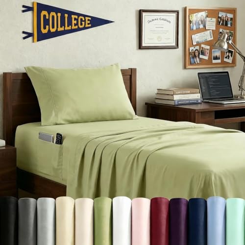 Swift Home Twin XL Bed Sheet Set with Double Side Pockets, Sage by Swift Home - Used condition - US$20.14