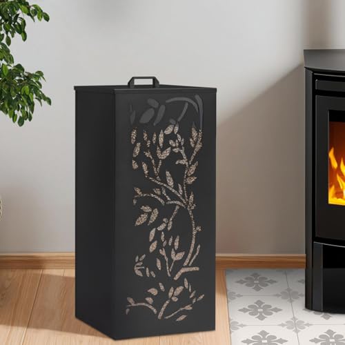 IDMarket - Réservoir à granulés 55 kg Noir Rangement à pellets 36 x 36 x 87 cm - Motif Floral – vue 2