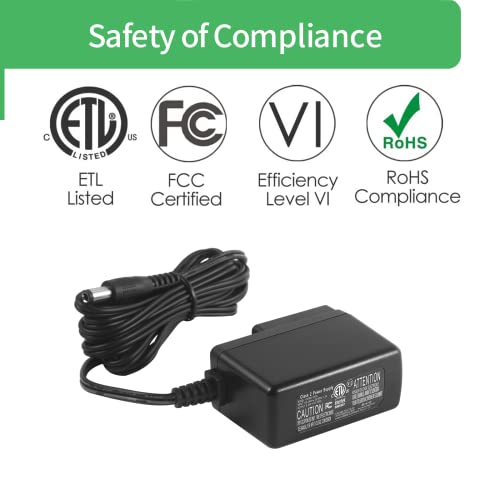 Secckuty Dc 9V 500Ma Power Supply Adapter For Casio Piano Keyboard, Boss Guitar Effects Pedals Adapter, 9V 0.5A Guitar Pedal Power Supply .Ul Listed,Center Negative #TOP3