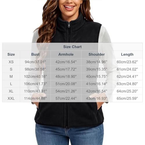 Womens Fleece Vest Full Zip Stand Collar Side Pockets Casual Fall Layering - image 5