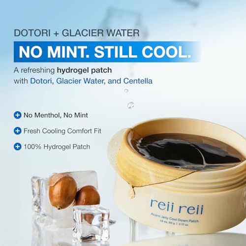 reii reii Acorn Jelly CoolDown Patch – Vegan Hydrogel Patches with Dotori Extract & Glacier Water for Instant Cooling & Soothing Relief – Non-Slip Fit, skincare coreano, Korean Skincare (34ea)