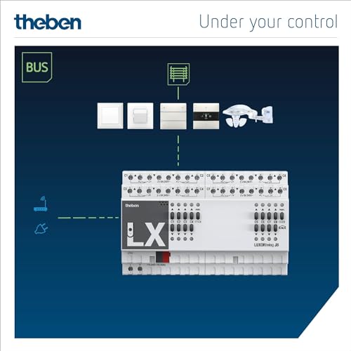Theben 4800455 LUXORliving J8 I 8-fach REG-Jalousieaktor I Steuerung von Antrieben für Jalousien, Rollladen, Raffstore, Sicht- und Sonnenschutzeinrichten I Für KNX Smart Home-System LUXORliving
