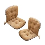 Juego de 2 Cojines para Silla con Respaldo Bajo, Cojines Gruesos y Suaves para Silla con Respaldo, Cojines para Respaldo con Lazos, Cojines Tapizados para Silla de Jardín para Cocina Al Aire Libre(Kha