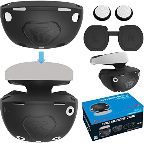 Protector Cover for PS VR2, Silicone VR Protective Cover Set VR2 Headset Cover & Face Cover Pad & Lens Dust Cover, with 2 Pack Controller Thumb Grips for PS5 VR Skin Protector Accessories Dust-Proof
