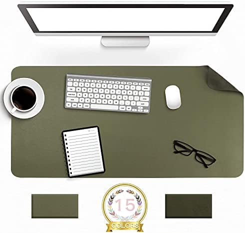 YSAGi Non-Slip Desk Pad, Waterproof PVC Leather Desk Table Protector, Ultra Thin Large Mouse Pad, Easy Clean Laptop Desk Writing Mat for Office Work/Home/Decor (60 x 35 cm, Light Green)