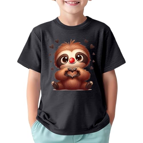 Image of Kid Print Sports Casual Comfortable Crew Neck Short Sleeve T Shirt for Kids (Black, 6-7 Years)
