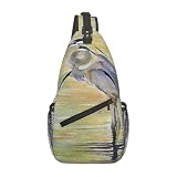 Great Blue Heron Malibu Lagoon Shorebird Blue Heron Lake Water Nature Men'S Crossbody Chest Bag, With Padded Strap, Large Capacity For Ipad Tablet Travel Work