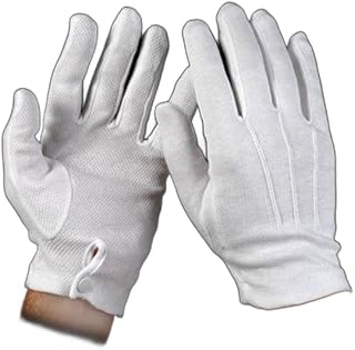 Mil-Bar White Cotton â€œSure-Gripâ€ Snap Wrist Gloves, Large