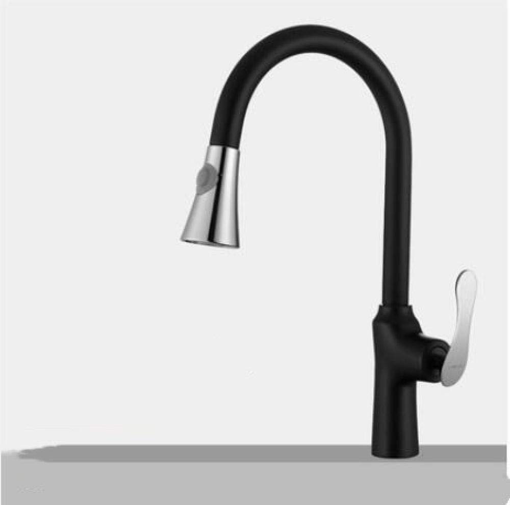 BHFPFZA FaucetsCh Pull Out Kitchen Faucet Solid Brass Swivel Pull Out Spray Sink Mixer Tap Water Tap(Black Ch)