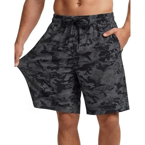 9 Inch Men Swim Trunks with Mesh Lining Breathable Quick Dry Drawstring Pockets for Summer Beach Travel Cruise Small Aqua Shark