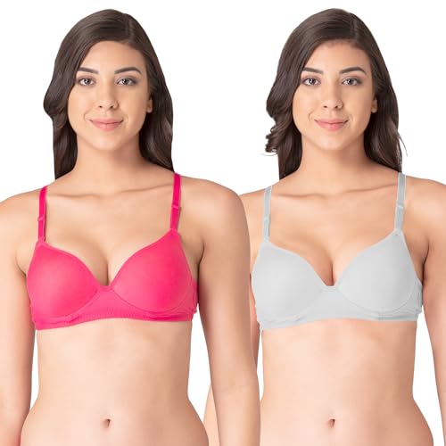 Image of Komli - Heavily Padded Push-Up Bra - Cotton Rich - Balconette - 3 /4th Coverage, Seamless, Wireless, Multiway Straps - T-Shirt Bra