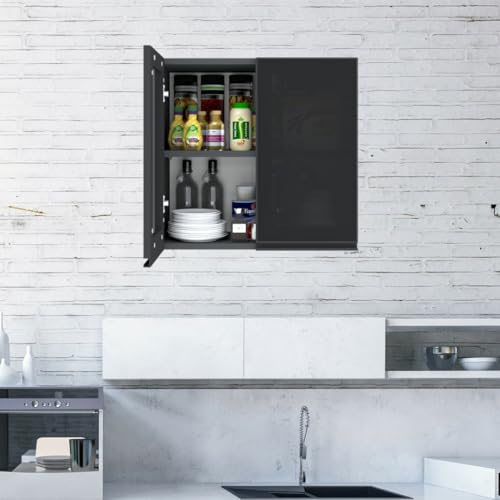 Image of SPECIALITY PANELS Multipurpose Cabinet with Modern Elegance Tinted Glass Wall Cabinet, Space Organizer for Office /Kitchen in (Highland Pine, 2 Glass Shutter)