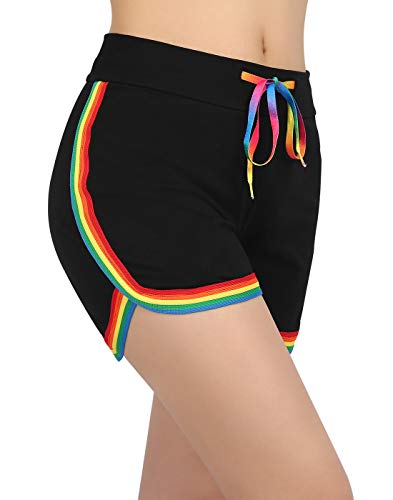 Hde Womens Rainbow Striped Retro Fashion Dolphin Running Workout Shorts 2X #TOP1