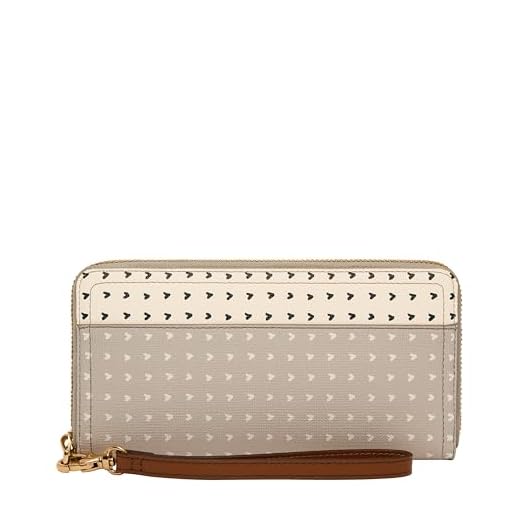 Fossil Women's Logan Leather RFID-Blocking Zip Around Clutch Wallet with Wristlet Strap