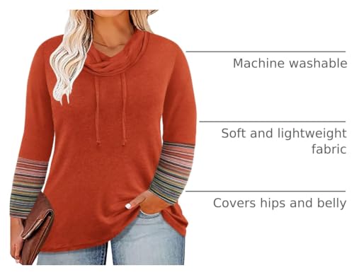 Image of CARCOS Womens Plus Size Tops Mock Neck Long Sleeve Shirts Turtleneck Tunics for Fall Winter XL-5XL