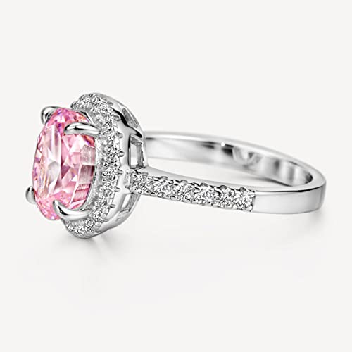 Michooyel S925 2.0ct Oval Cut Pink Diamond Engagement Ring for Women Halo Diamond Wedding Ring Promise Ring Sterling Silver Wedding Band4