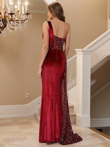 Image of Figdaw High Slit Sexy Evening Gowns Long Prom Dress for Women Formal Elegant
