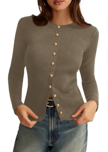 PRETTYGARDEN Women's Fall Lightweight Cardigan Sweaters,Sage Green,S