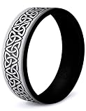 Knot Theory Trinity Silicone Ring for Men and Women - Smooth Silver Size 7 Silicone Wedding Band for