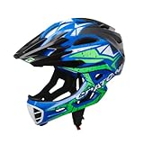 3 fache Höhenverstellung Cratoni C-Maniac Pro Fahrradhelm Downhill BMX Fullfacehelm Kinnbügel Mountainbikehelm (schwarz-blau-grün, M-L (54-58 cm))