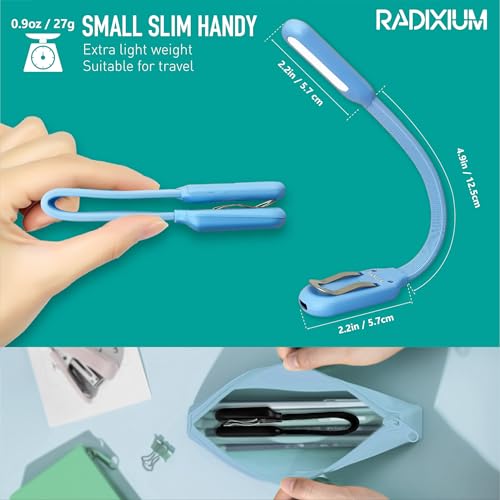 Image of Slim Rechargeable Book Reading Light, Eye Caring LED with 4 Color Temperatures, Portable Clip on Book Light for Reading in Bed & Travelling. Prefect Elegant White Gift for Book Lover.(Blue)